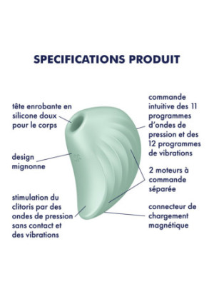 Stimulateur de clitoris vert USB Pearl Diver Satisfyer - CC597787